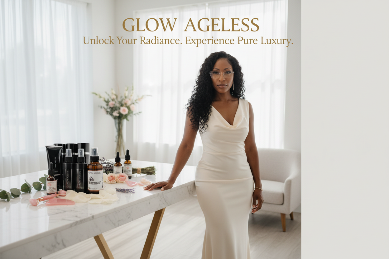 Founder in Elegant Outfit with Products