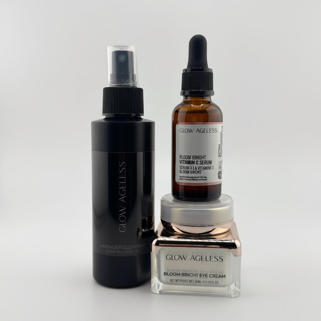 BLOOM BRIGHT VITAMIN C SERUM, AUGENCREME & LAVENDEL SPRAY TRIO